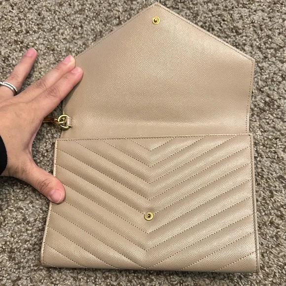 Yves Saint Laurent Taupe Quilted Leather Wristlet - Picture 3 of 6